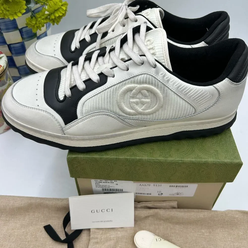 Men's Gucci Mac 80 low top leather sneakers size 10 fits 10.5 US made in Italy